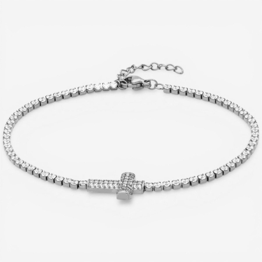 Image 752268_ALTMORE1.jpg, Product 752-268 / Price $75.00, STEELX Stainless Steel Cubic Zirconia Pave Cross Charm Tennis Bracelet from Steelx on TSC.ca's Jewellery department