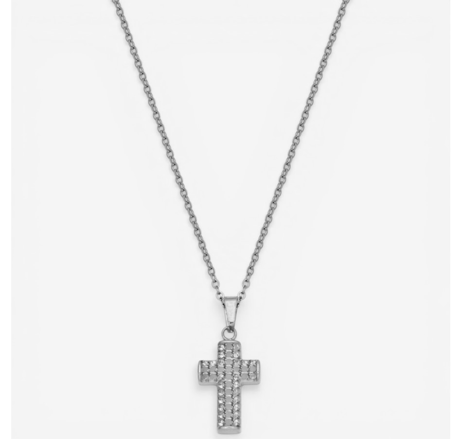 Image 752269.jpg, Product 752-269 / Price $60.00, STEELX Stainless Steel Cubic Zirconia Pave Cross Charm Pendant Necklace from Steelx on TSC.ca's Jewellery department