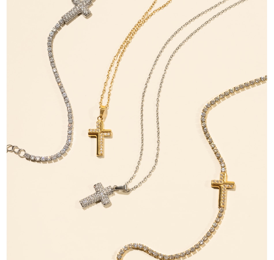Image 752269_ALTMORE2.jpg, Product 752-269 / Price $60.00, STEELX Stainless Steel Cubic Zirconia Pave Cross Charm Pendant Necklace from Steelx on TSC.ca's Jewellery department