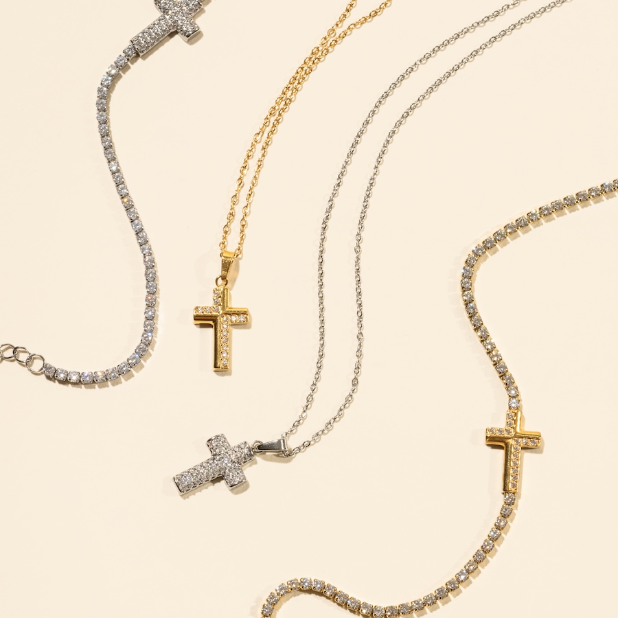 Image 752269_ALTMORE2.jpg, Product 752-269 / Price $60.00, STEELX Stainless Steel Cubic Zirconia Pave Cross Charm Pendant Necklace from Steelx on TSC.ca's Jewellery department