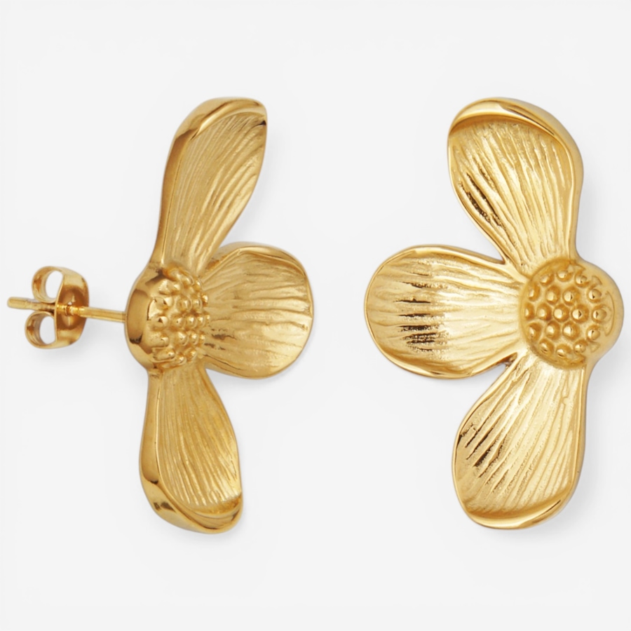Image 752270.jpg, Product 752-270 / Price $55.00, STEELX Textured Half Flower Statement Stud Earrings from Steelx on TSC.ca's Jewellery department