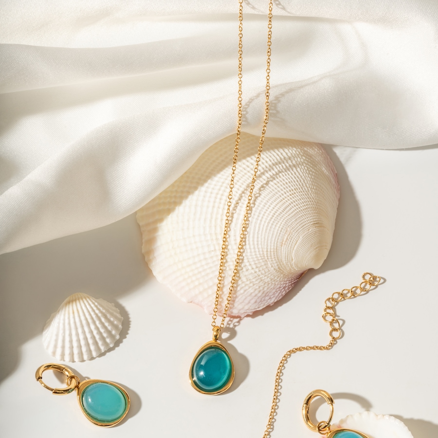 Image 752277_ALTMORE1.jpg, Product 752-277 / Price $65.00, STEELX 18K Yellow Gold Plate Blue Cat's Eye Pendant Necklace from Steelx on TSC.ca's Jewellery department