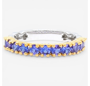 Gems En Vogue Palladium Silver Gemstone Half Eternity Band Ring