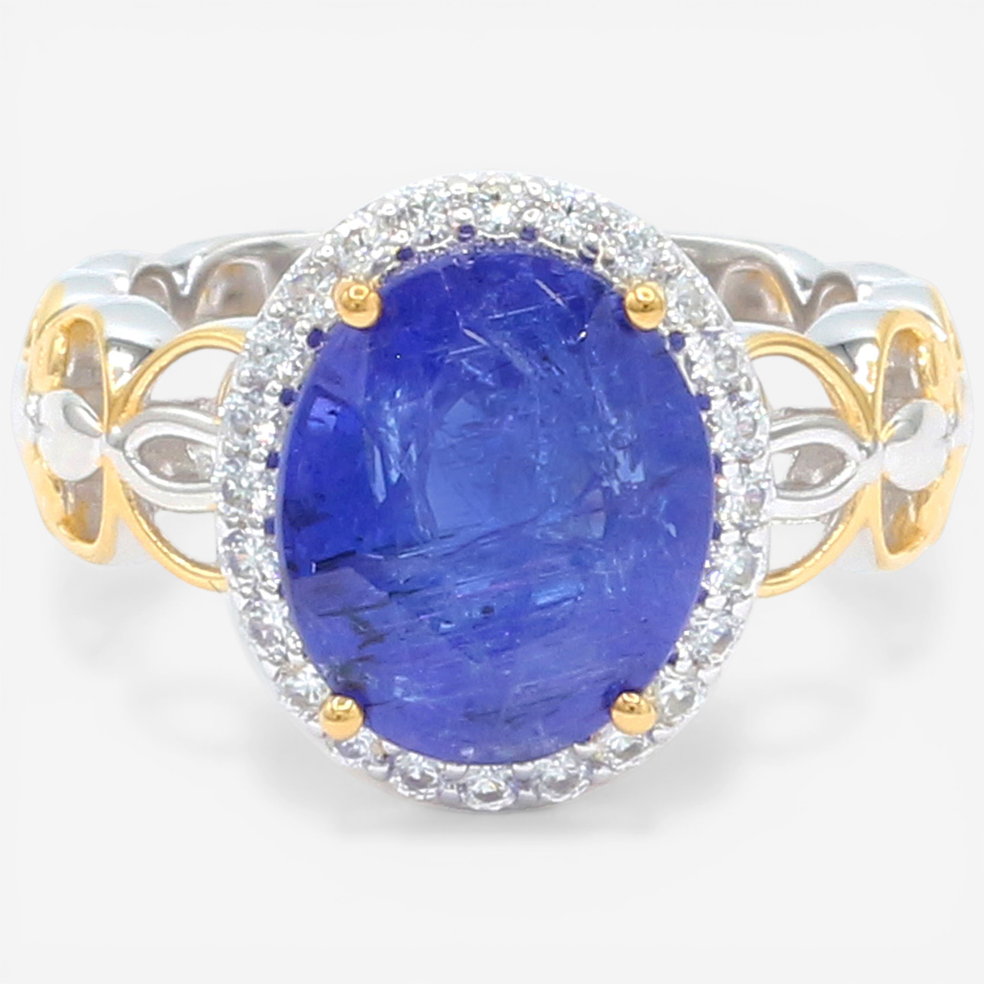 Gems En Vogue Palladium Silver Tanzanite & White Zircon Ring - TSC.ca