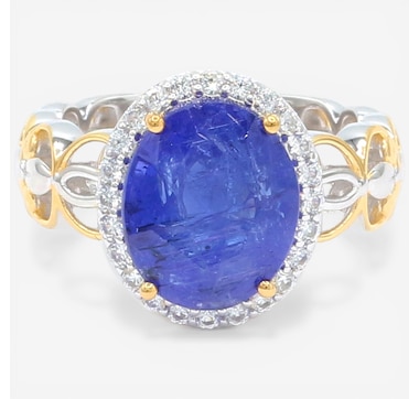 Gems En Vogue Palladium Silver Tanzanite &amp; White Zircon Ring