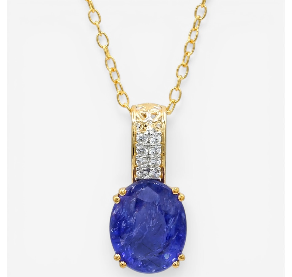 Image 752286_TWROW.jpg, Product 752-286 / Price $499.99, Gems En Vogue Palladium Silver Tanzanite & White Zircon Pendant With Chain from Gems En Vogue on TSC.ca's Jewellery department