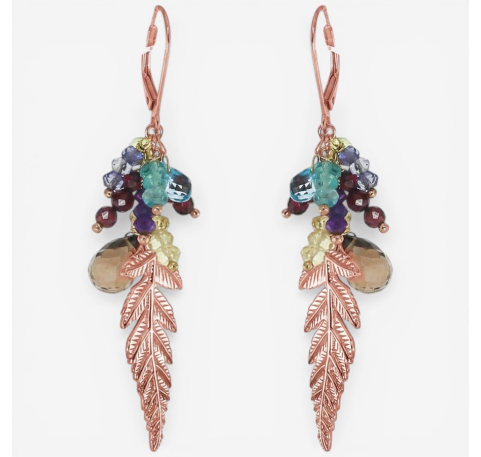 Image 752288_RSE.jpg, Product 752-288 / Price $99.99, Gems En Vogue Palladium Silver Leaf Multi Gemstone Leverback Earrings from Gems En Vogue on TSC.ca's Jewellery department