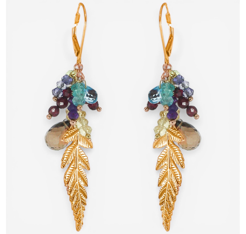 Image 752288_YEL.jpg, Product 752-288 / Price $99.99, Gems En Vogue Palladium Silver Leaf Multi Gemstone Leverback Earrings from Gems En Vogue on TSC.ca's Jewellery department
