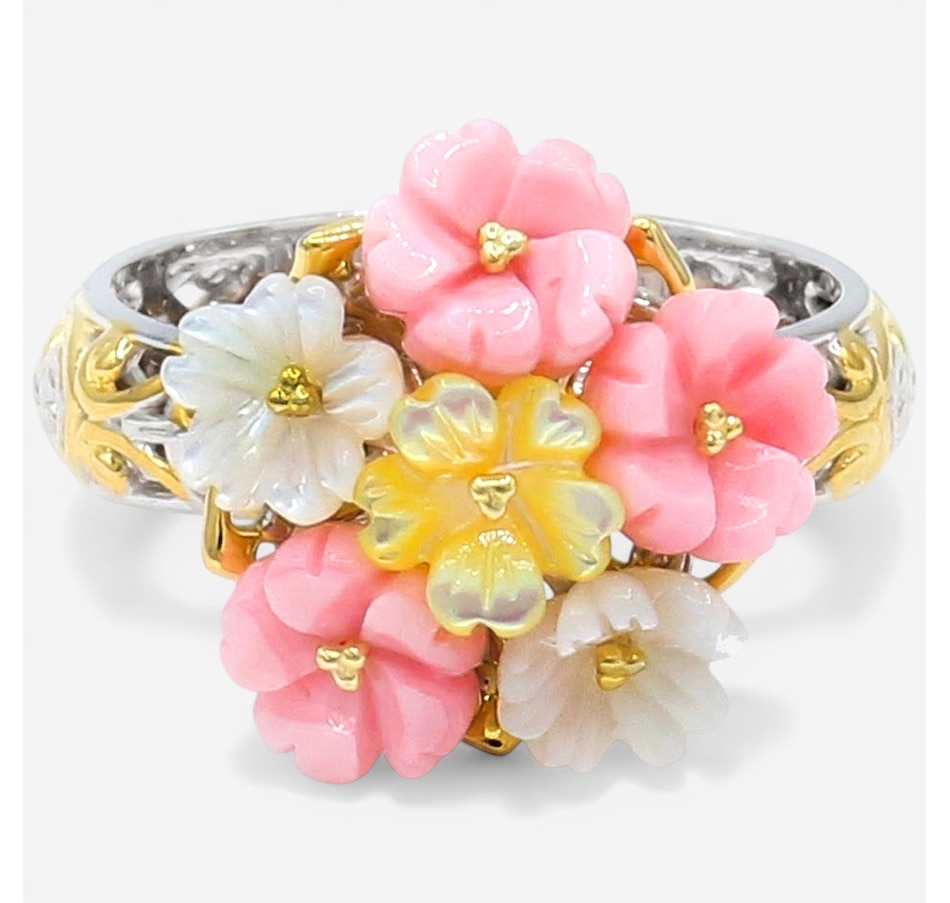 Image 752290.jpg, Product 752-290 / Price $169.99, Gems En Vogue Palladium Silver Carved Shell Flower Ring from Gems En Vogue on TSC.ca's Jewellery department
