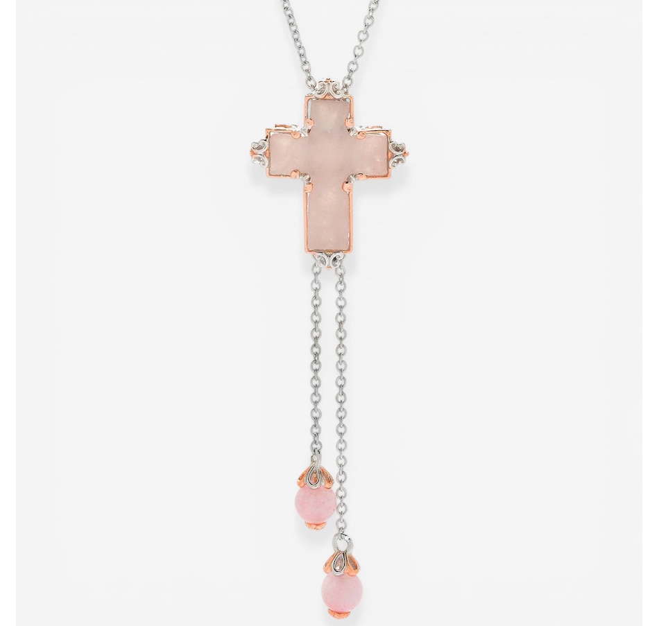 Image 752296.jpg, Product 752-296 / Price $209.99, Gems En Vogue Palladium Silver Rose Quartz Cross Bolo Necklace from Gems En Vogue on TSC.ca's Jewellery department