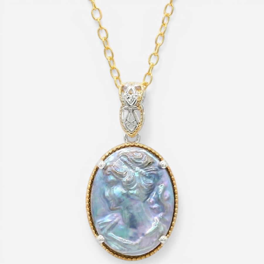 Image 752311.jpg, Product 752-311 / Price $319.99, Gems En Vogue Palladium Silver Peacock Mabe Cameo Pendant With Chain from Gems En Vogue on TSC.ca's Jewellery department