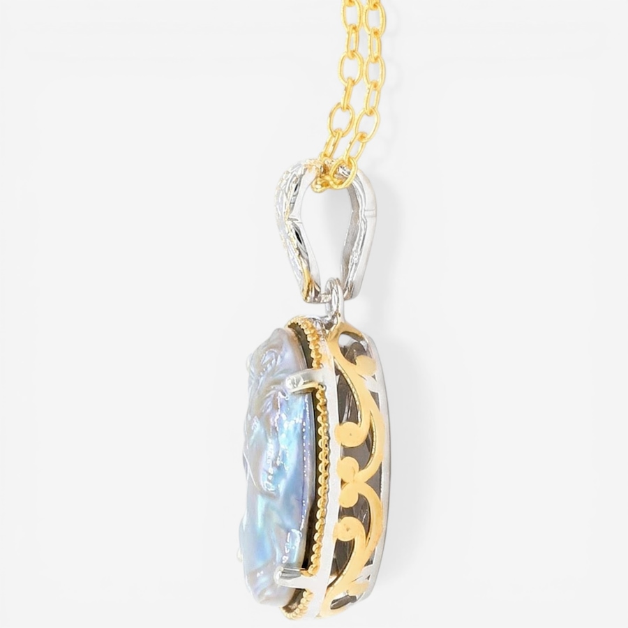 Image 752311_ALTMORE1.jpg, Product 752-311 / Price $319.99, Gems En Vogue Palladium Silver Peacock Mabe Cameo Pendant With Chain from Gems En Vogue on TSC.ca's Jewellery department