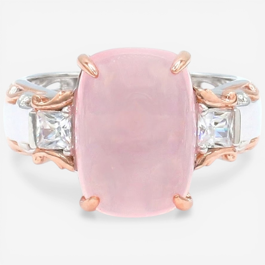 Image 752320.jpg, Product 752-320 / Price $349.99, Gems En Vogue Palladium Silver Rose Quartz & White Zircon Ring from Gems En Vogue on TSC.ca's Jewellery department