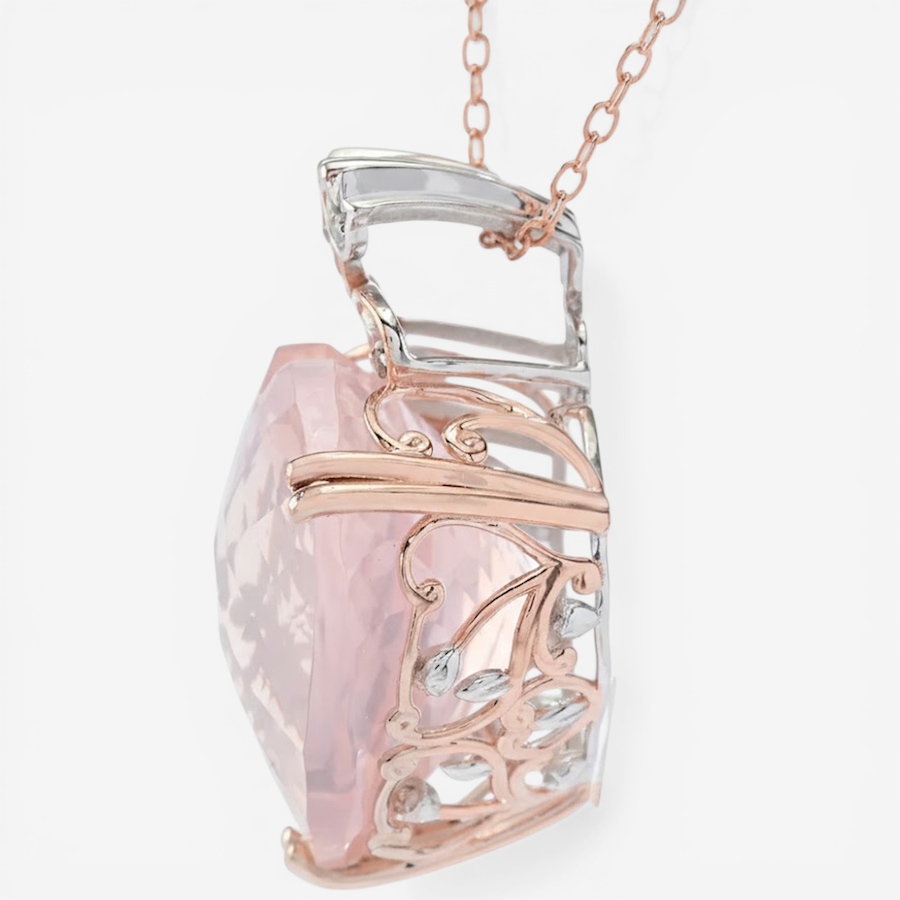 Image 752321_ALTMORE1.jpg, Product 752-321 / Price $449.99, Gems En Vogue Palladium Silver Heart Rose Quartz & White Zircon Pendant With Chain from Gems En Vogue on TSC.ca's Jewellery department