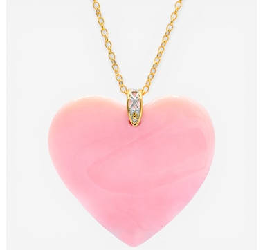 Gems En Vogue Palladium Silver Pink Conch Shell Heart Pendant With Chain