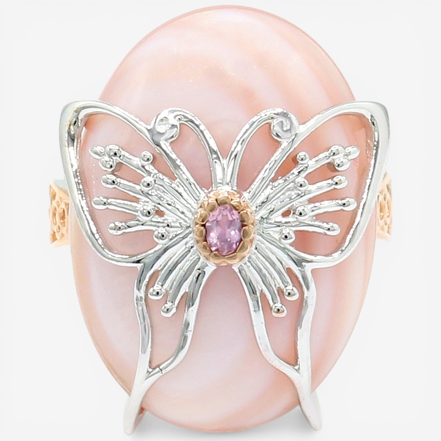 Image 752338.jpg, Product 752-338 / Price $179.99, Gems En Vogue Palladium Silver Pink Shell & Pink Spinel Butterfly Ring from Gems En Vogue on TSC.ca's Jewellery department