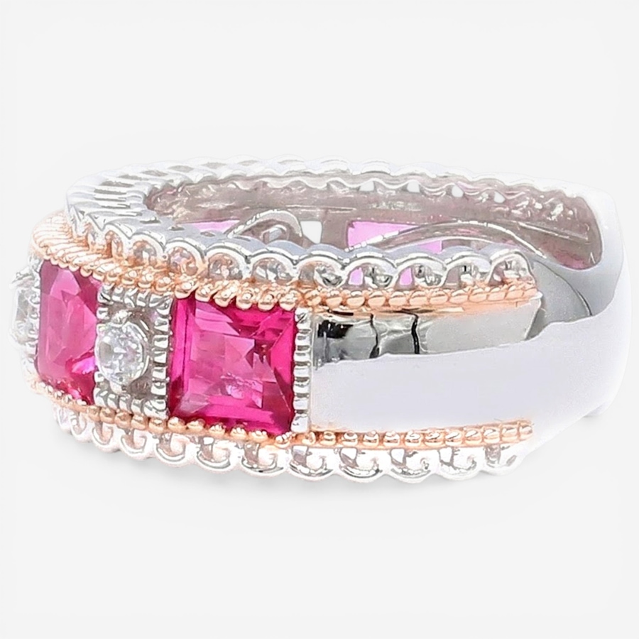 Image 752341_ALTMORE1.jpg, Product 752-341 / Price $309.99, Gems En Vogue Palladium Silver Pink Topaz & White Zircon Band Ring from Gems En Vogue on TSC.ca's Jewellery department