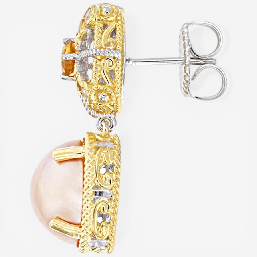Image 752342_ALTMORE1.jpg, Product 752-342 / Price $349.99, Gems en Vogue Palladium Silver Golden Mabe Pearl, Citrine and White Zircon Earrings from Gems En Vogue on TSC.ca's Jewellery department