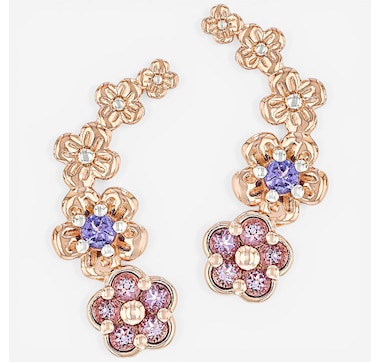 Gems En Vogue Palladium Silver Brazillian Amethyst &amp; Tanzanite Flower Earrings