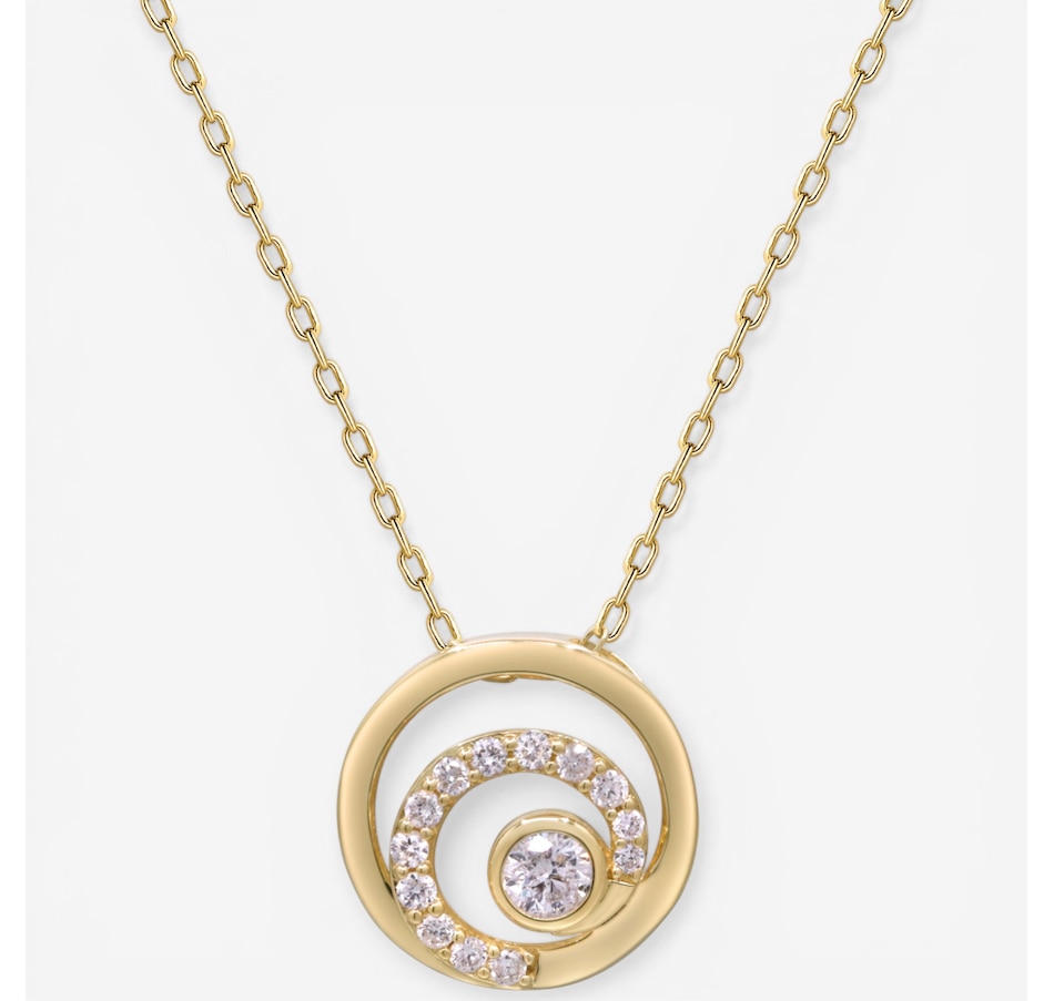 Image 752348.jpg, Product 752-348 / Price $1,199.99, 14K Yellow Gold Bezel Set Diamond Pendant with Chain from Diamond Show on TSC.ca's Jewellery department