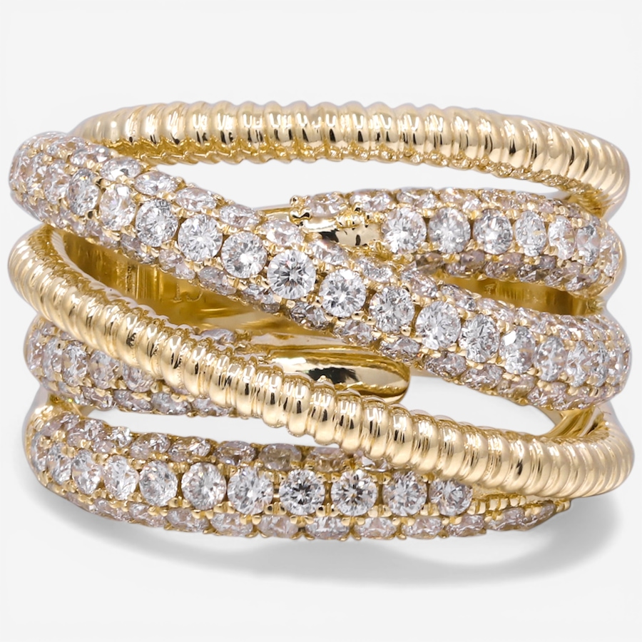 Image 752361.jpg, Product 752-361 / Price $7,999.99, 14K Yellow Gold Multi Row Diamond Crossover Ring from Diamond Show on TSC.ca's Jewellery department
