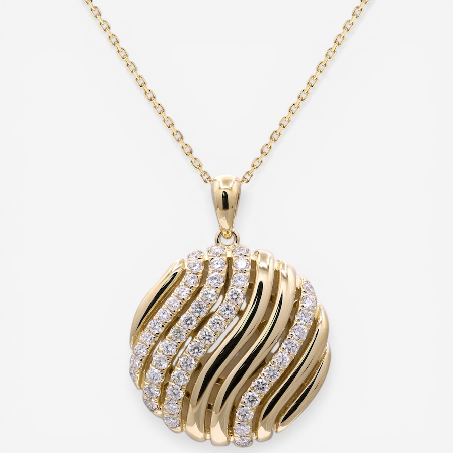Image 752368.jpg, Product 752-368 / Price $5,999.99, 14K Yellow Gold Diamond Disc Pendant with Chain from Diamond Show on TSC.ca's Jewellery department