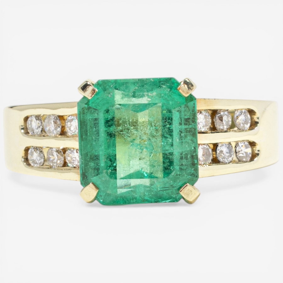 Image 752373.jpg, Product 752-373 / Price $8,495.00, Estate Originals 14K Yellow Gold 3.13 ctw Emerald-Cut Emerald and Diamond Ring from Estate Originals on TSC.ca's Jewellery department