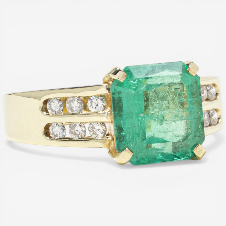 Image 752373_ALTMORE1.jpg, Product 752-373 / Price $8,495.00, Estate Originals 14K Yellow Gold 3.13 ctw Emerald-Cut Emerald and Diamond Ring from Estate Originals on TSC.ca's Jewellery department