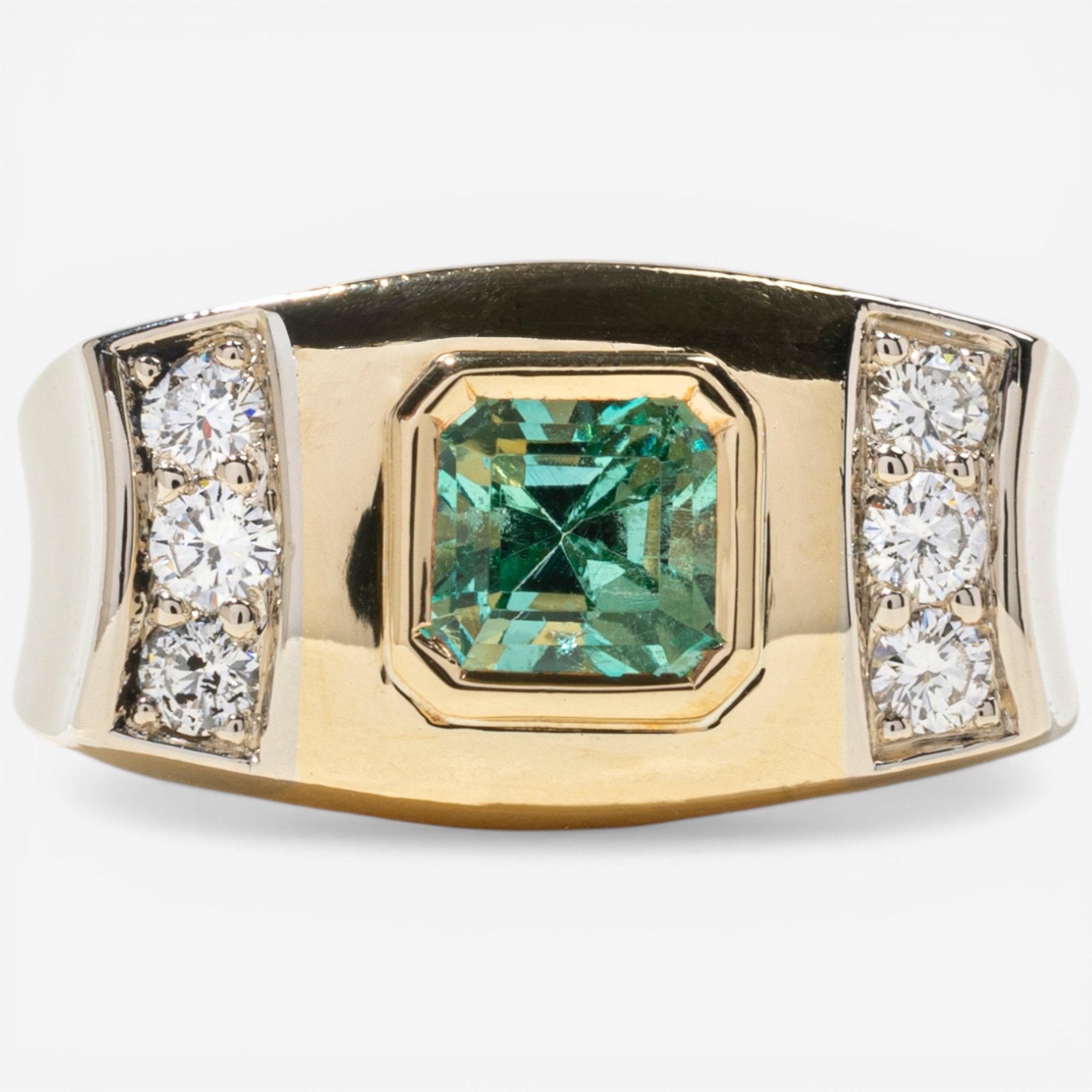 Estate Originals 18K Yellow and White Gold Emerald-Cut Emerald and