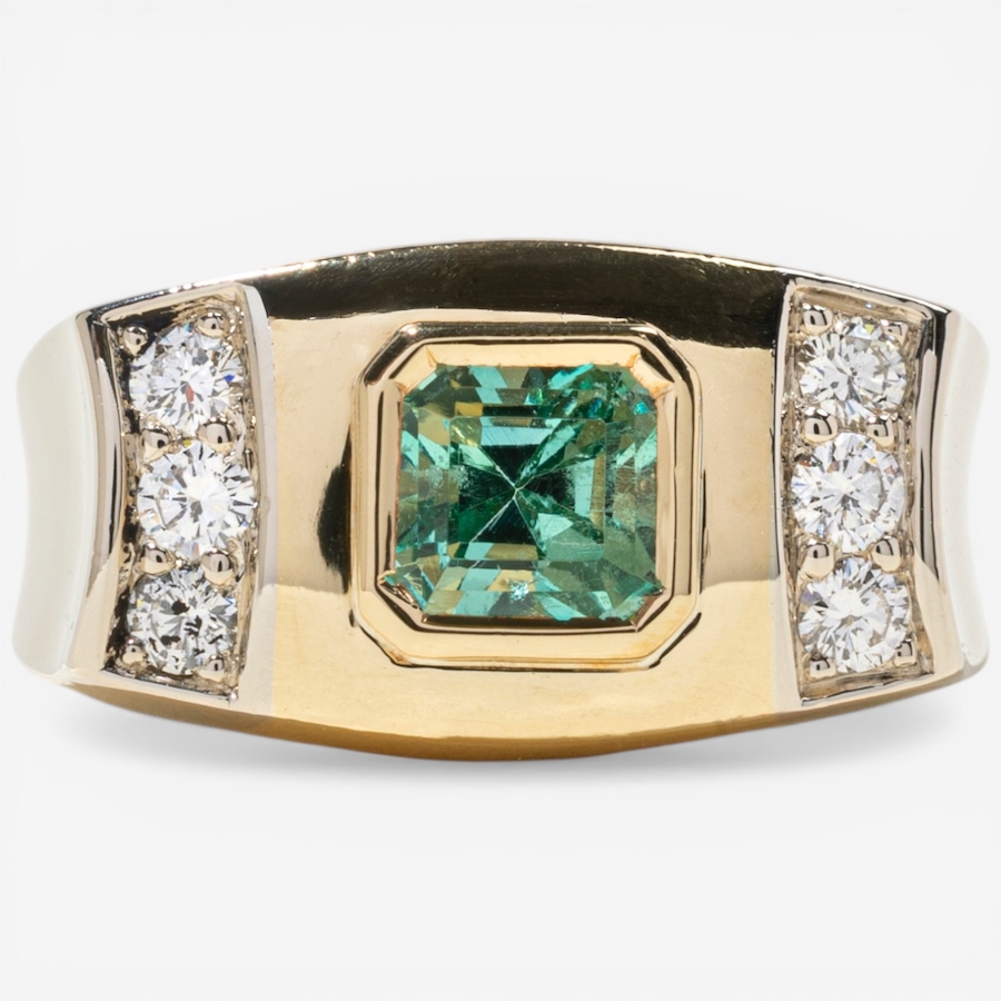 Image 752378.jpg, Product 752-378 / Price $5,495.00, Estate Originals 18K Yellow and White Gold Emerald-Cut Emerald and Diamond Ring from Estate Originals on TSC.ca's Jewellery department