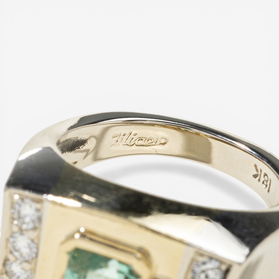 Image 752378_ALTMORE5.jpg, Product 752-378 / Price $5,495.00, Estate Originals 18K Yellow and White Gold Emerald-Cut Emerald and Diamond Ring from Estate Originals on TSC.ca's Jewellery department