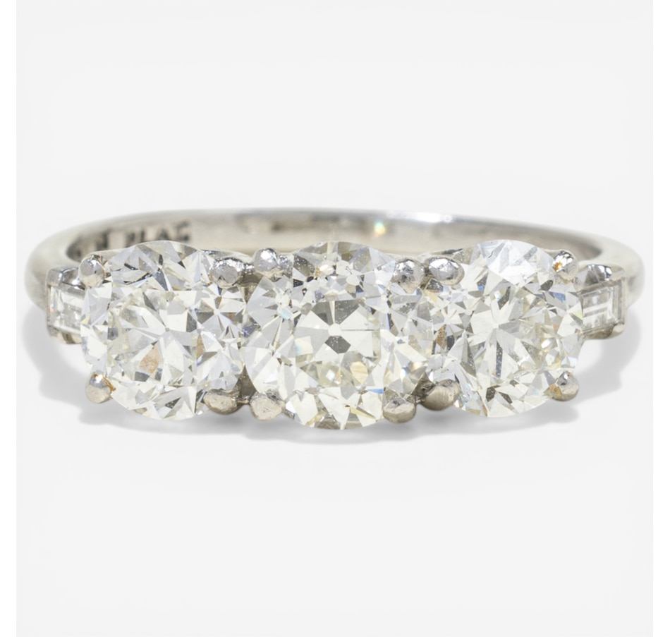 Image 752384.jpg, Product 752-384 / Price $6,695.00, Estate Originals Custom Made Platinum Birks Old European-Cut Diamond Three-Across Ring from Estate Originals on TSC.ca's Jewellery department