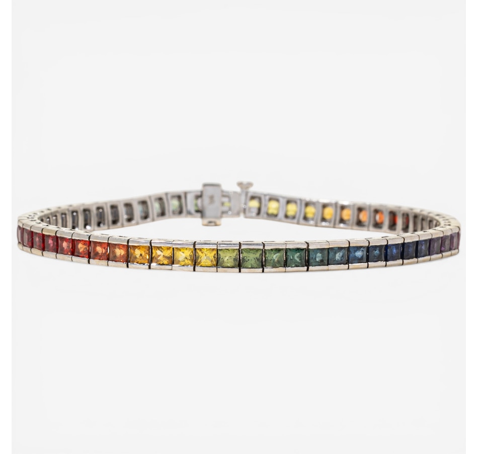 Image 752386.jpg, Product 752-386 / Price $6,395.00, Estate Originals 14K White Gold 7" Multi-Colour Sapphire Line Bracelet from Estate Originals on TSC.ca's Jewellery department