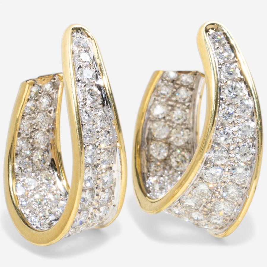 Image 752391_ALTMORE1.jpg, Product 752-391 / Price $7,795.00, Estate Originals 14K Yellow and White Gold Diamond-Set Twisted Inside/Out Hoop Style Earrings from Estate Originals on TSC.ca's Jewellery department