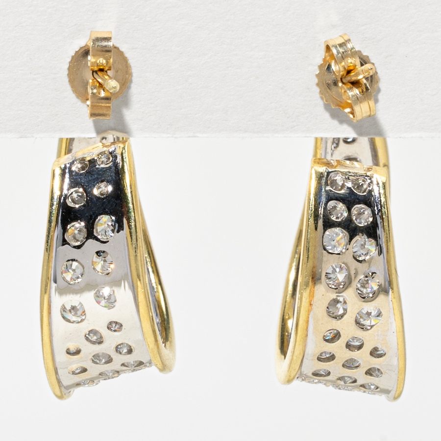 Image 752391_ALTMORE2.jpg, Product 752-391 / Price $7,795.00, Estate Originals 14K Yellow and White Gold Diamond-Set Twisted Inside/Out Hoop Style Earrings from Estate Originals on TSC.ca's Jewellery department