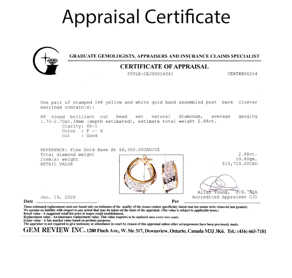 Image 752391_ALTMORE3.jpg, Product 752-391 / Price $7,795.00, Estate Originals 14K Yellow and White Gold Diamond-Set Twisted Inside/Out Hoop Style Earrings from Estate Originals on TSC.ca's Jewellery department