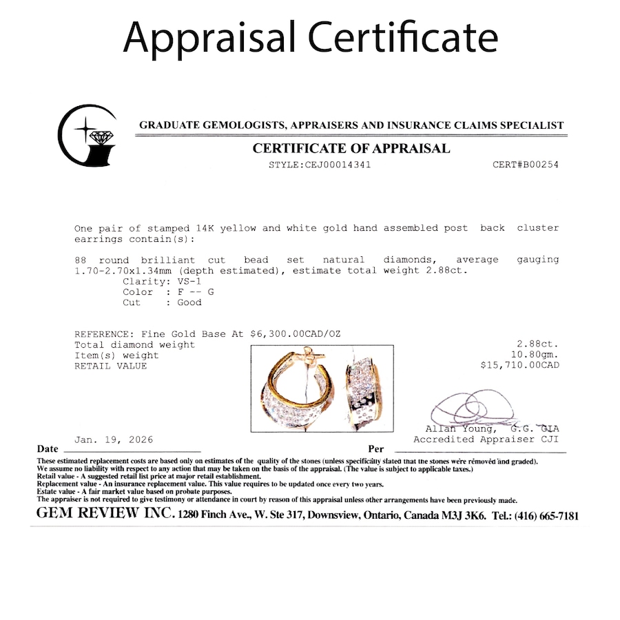 Image 752391_ALTMORE3.jpg, Product 752-391 / Price $7,795.00, Estate Originals 14K Yellow and White Gold Diamond-Set Twisted Inside/Out Hoop Style Earrings from Estate Originals on TSC.ca's Jewellery department