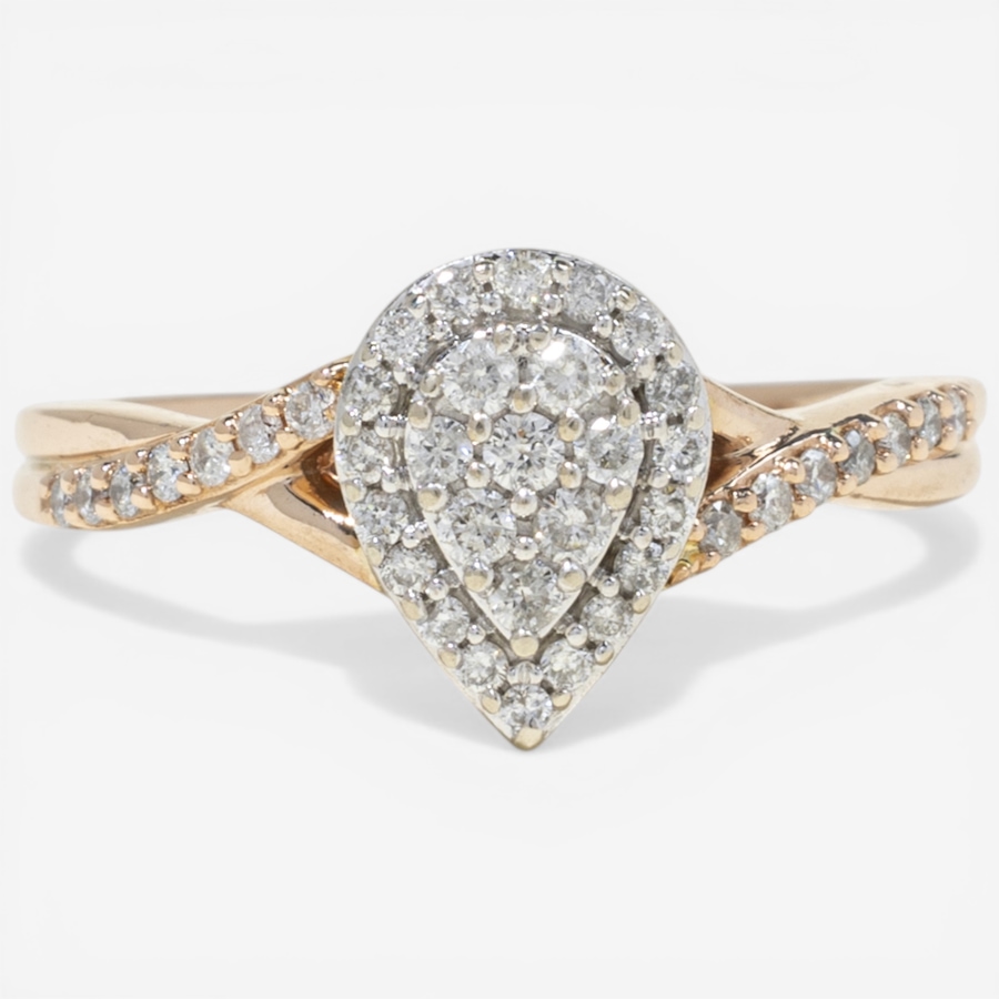 Image 752395.jpg, Product 752-395 / Price $1,295.00, Estate Originals 10K Rose and White Gold Pear-Shaped Diamond Cluster Ring with Twisted Band from Estate Originals on TSC.ca's Jewellery department