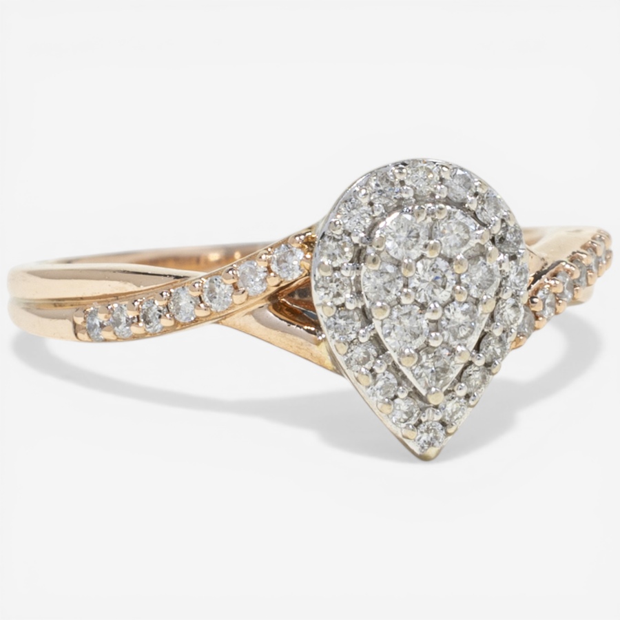 Image 752395_ALTMORE1.jpg, Product 752-395 / Price $1,295.00, Estate Originals 10K Rose and White Gold Pear-Shaped Diamond Cluster Ring with Twisted Band from Estate Originals on TSC.ca's Jewellery department