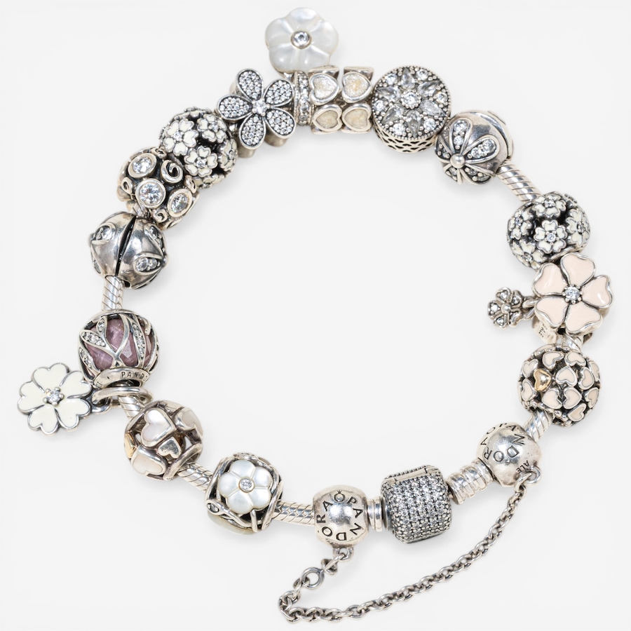 Image 752397.jpg, Product 752-397 / Price $995.00, Estate Originals Sterling Silver Pandora 8" Moments Bracelet with Charms from Estate Originals on TSC.ca's Jewellery department