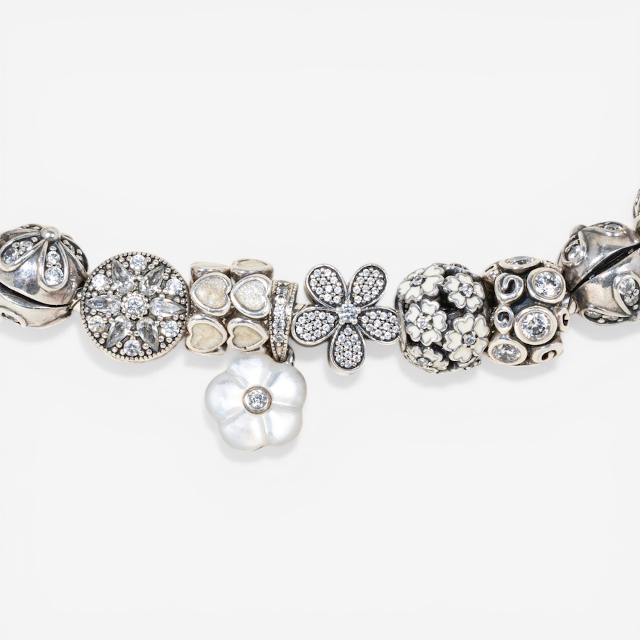 Image 752397_ALTMORE3.jpg, Product 752-397 / Price $995.00, Estate Originals Sterling Silver Pandora 8" Moments Bracelet with Charms from Estate Originals on TSC.ca's Jewellery department
