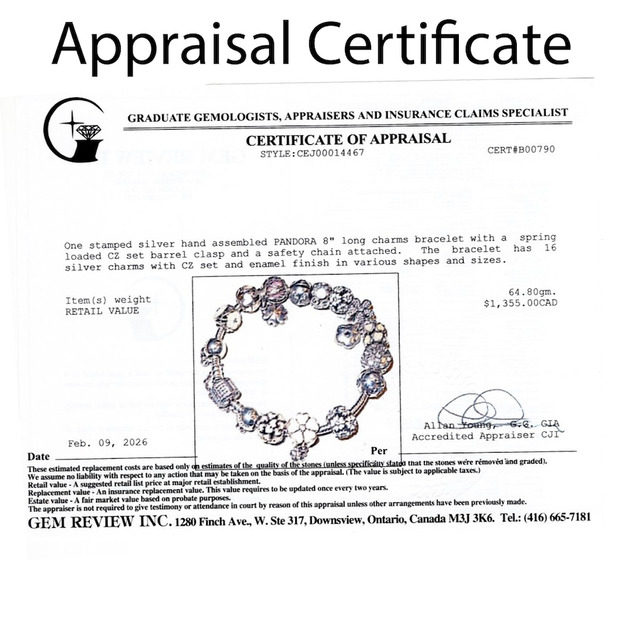Image 752397_ALTMORE5.jpg, Product 752-397 / Price $995.00, Estate Originals Sterling Silver Pandora 8" Moments Bracelet with Charms from Estate Originals on TSC.ca's Jewellery department