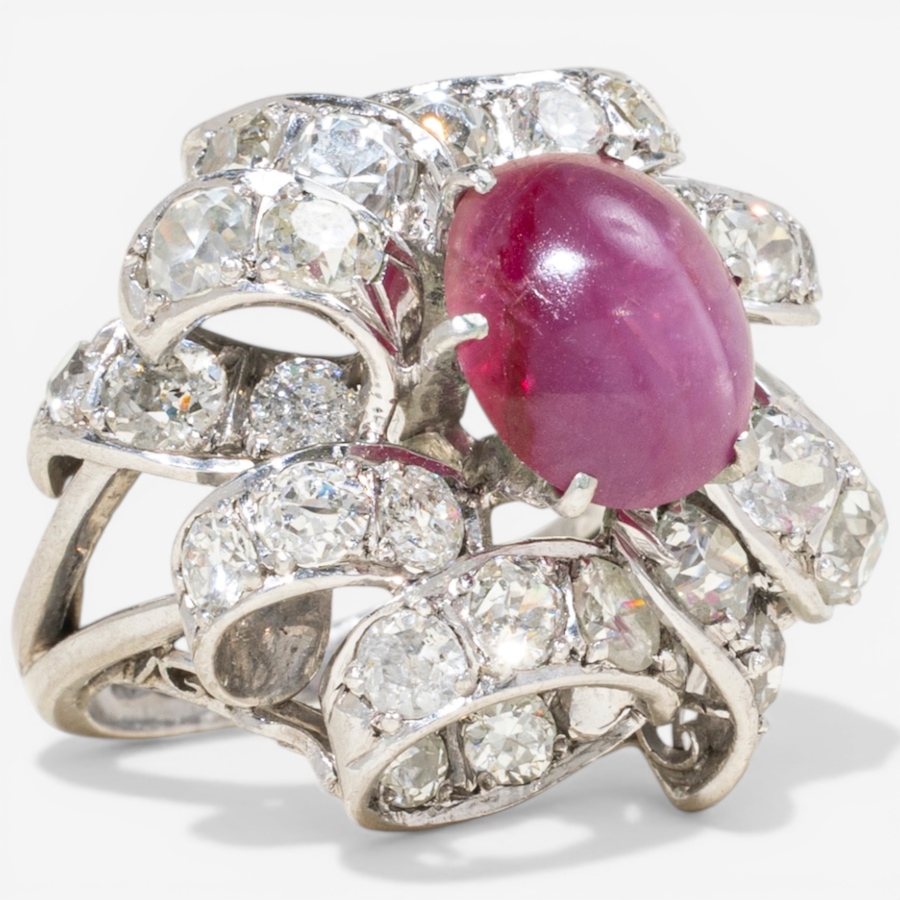 Image 752398_ALTMORE1.jpg, Product 752-398 / Price $8,295.00, Estate Originals Custom-Made Platinum Vintage Ruby and Diamond Ring from Estate Originals on TSC.ca's Jewellery department