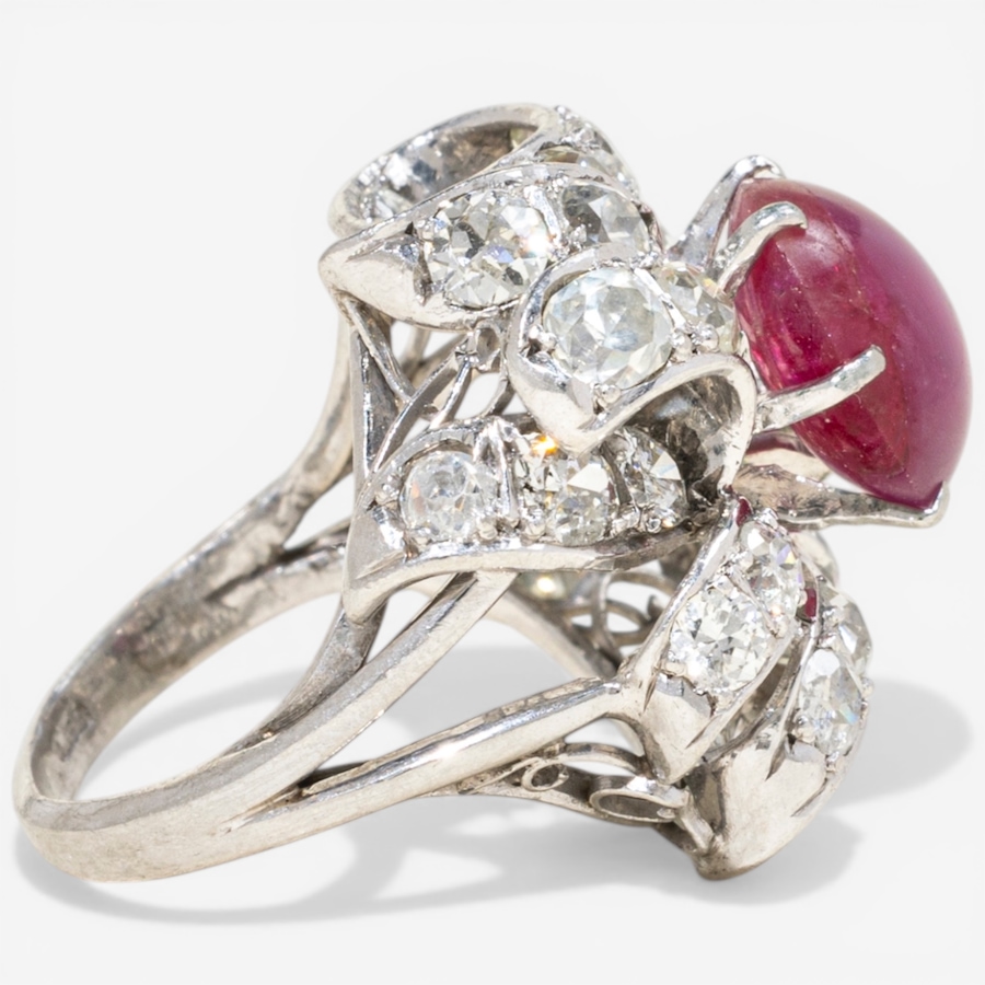 Image 752398_ALTMORE2.jpg, Product 752-398 / Price $8,295.00, Estate Originals Custom-Made Platinum Vintage Ruby and Diamond Ring from Estate Originals on TSC.ca's Jewellery department