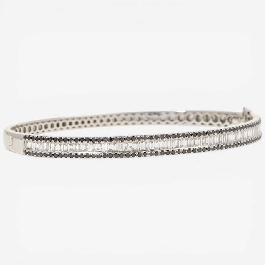 Image 752399_ALTMORE1.jpg, Product 752-399 / Price $7,495.00, Estate Originals 18K White Gold Baguette and Round, Brilliant-Cut Diamond Bangle Bracelet from Estate Originals on TSC.ca's Jewellery department