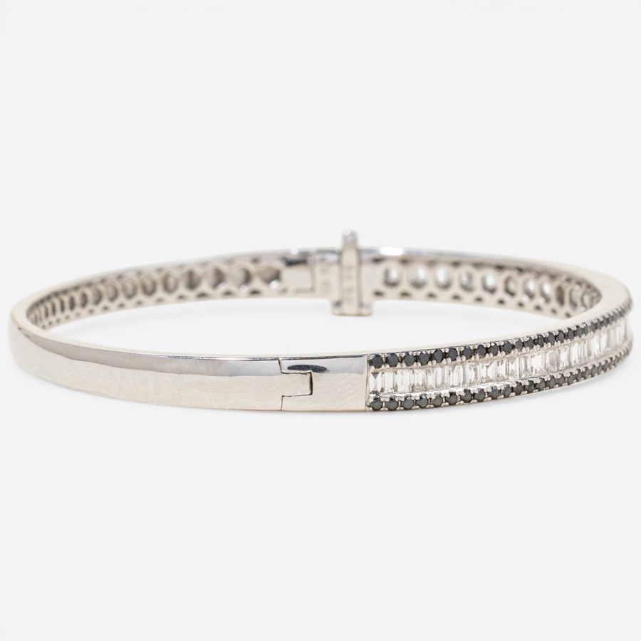 Image 752399_ALTMORE2.jpg, Product 752-399 / Price $7,495.00, Estate Originals 18K White Gold Baguette and Round, Brilliant-Cut Diamond Bangle Bracelet from Estate Originals on TSC.ca's Jewellery department