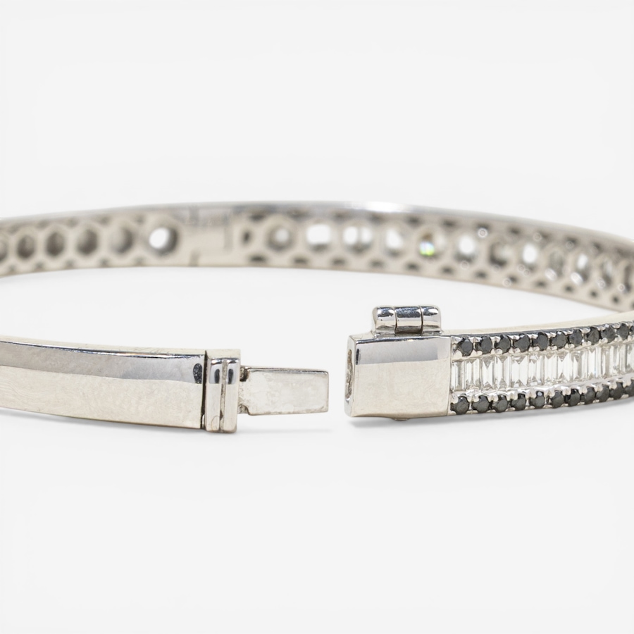 Image 752399_ALTMORE4.jpg, Product 752-399 / Price $7,495.00, Estate Originals 18K White Gold Baguette and Round, Brilliant-Cut Diamond Bangle Bracelet from Estate Originals on TSC.ca's Jewellery department