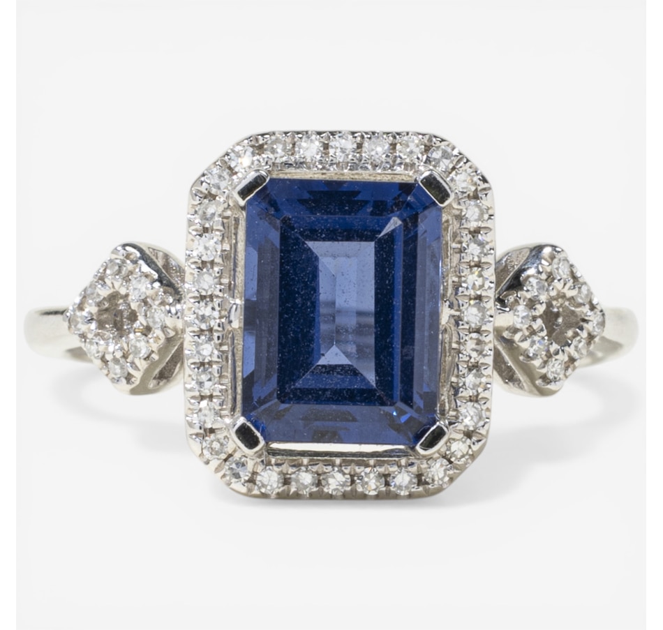 Image 752400.jpg, Product 752-400 / Price $1,395.00, Estate Originals 14K White Gold Blue Paste and Diamond Halo Ring from Estate Originals on TSC.ca's Jewellery department