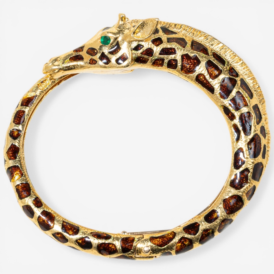 Image 752407.jpg, Product 752-407 / Price $19,995.00, Estate Originals 18K Yellow Gold Giraffe Motif Hinged Bangle Bracelet from Estate Originals on TSC.ca's Jewellery department