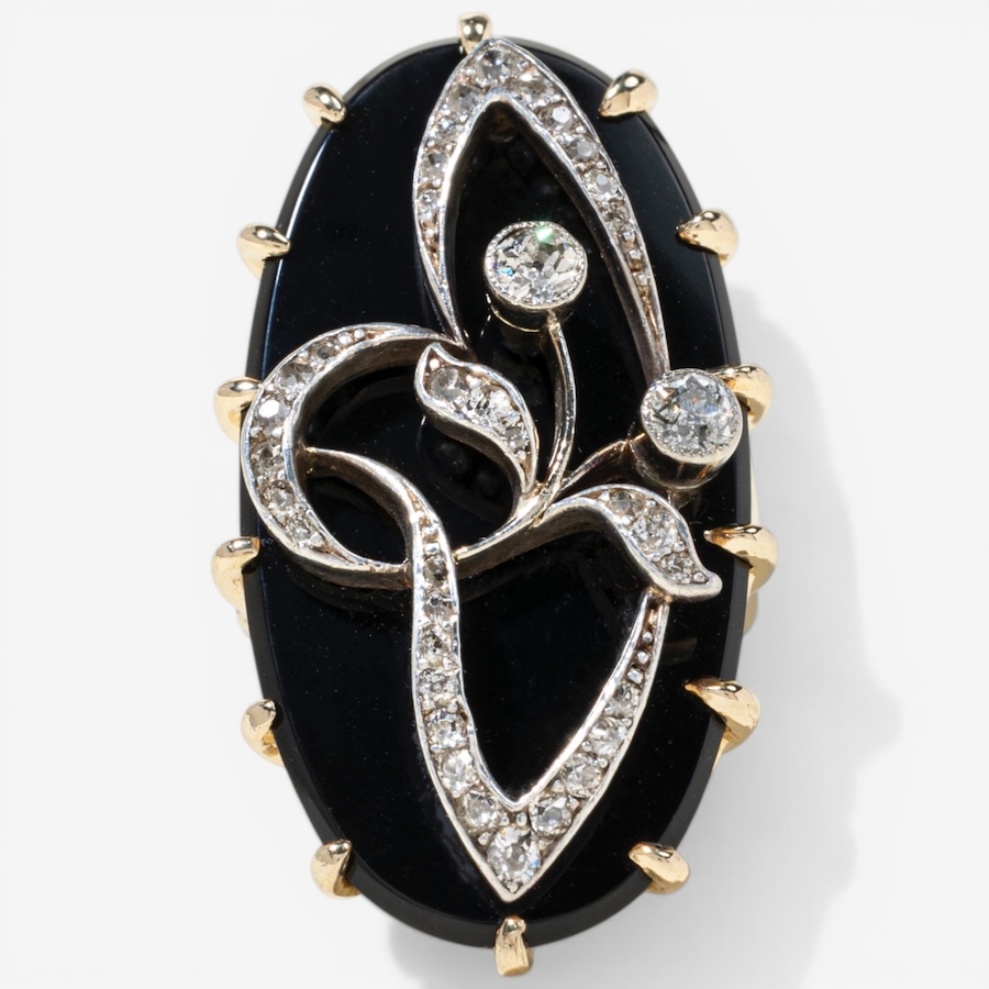Image 752415.jpg, Product 752-415 / Price $5,895.00, Estate Originals 14K Yellow Gold Antique Onyx and Old European-Cut Diamond Ring from Estate Originals on TSC.ca's Jewellery department